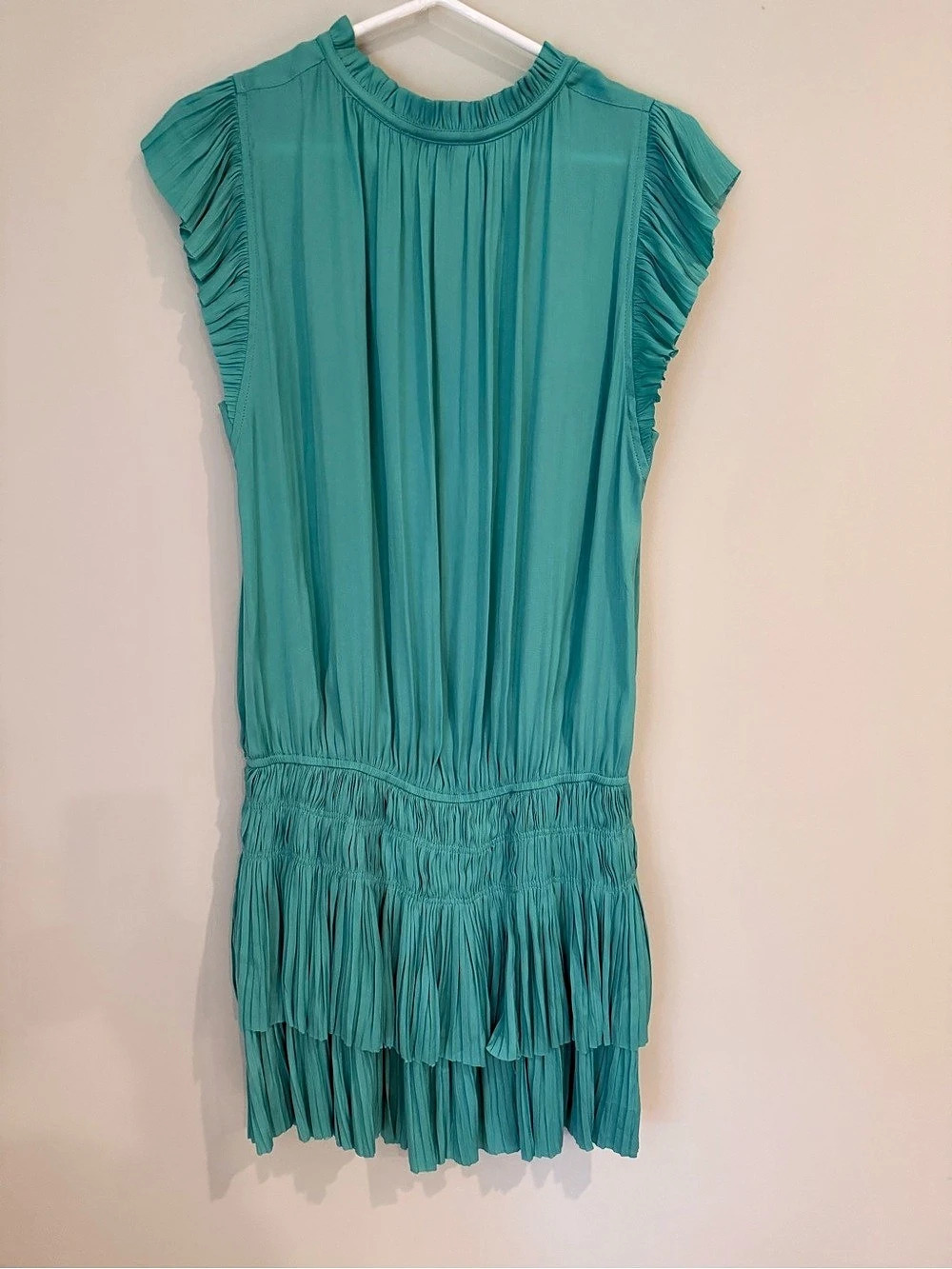 Current Air Green Pleated Ruffle Mini Dress Size M